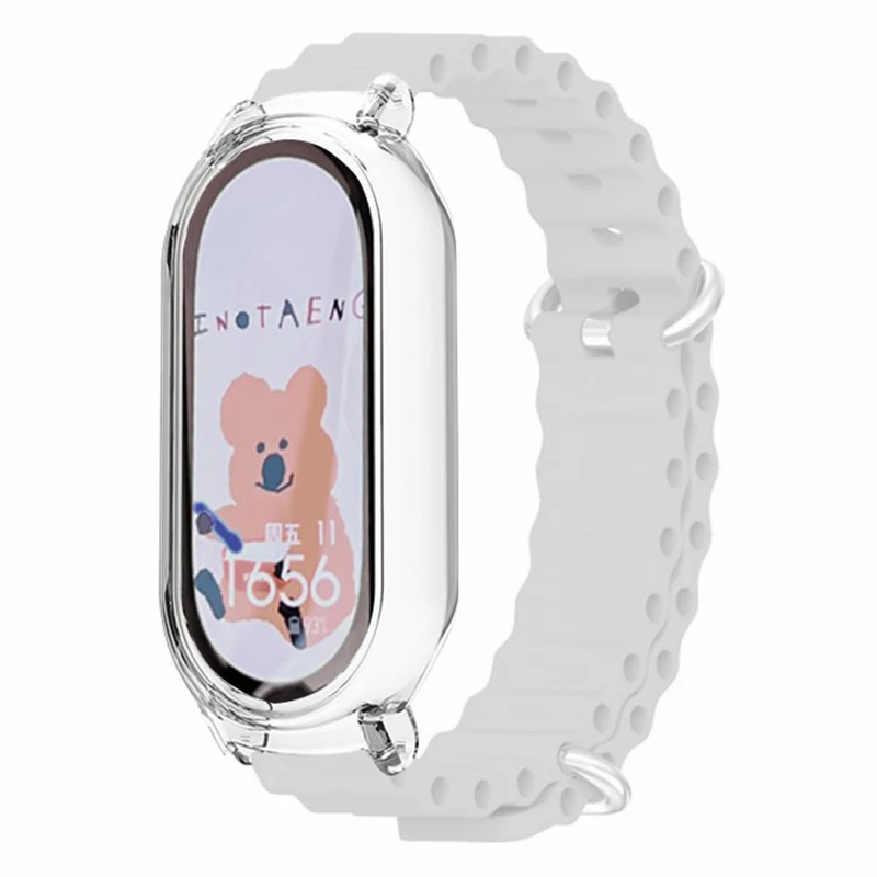 Xiaomi Mi Band 7 ocean style silicone strap - White / Transparent Case