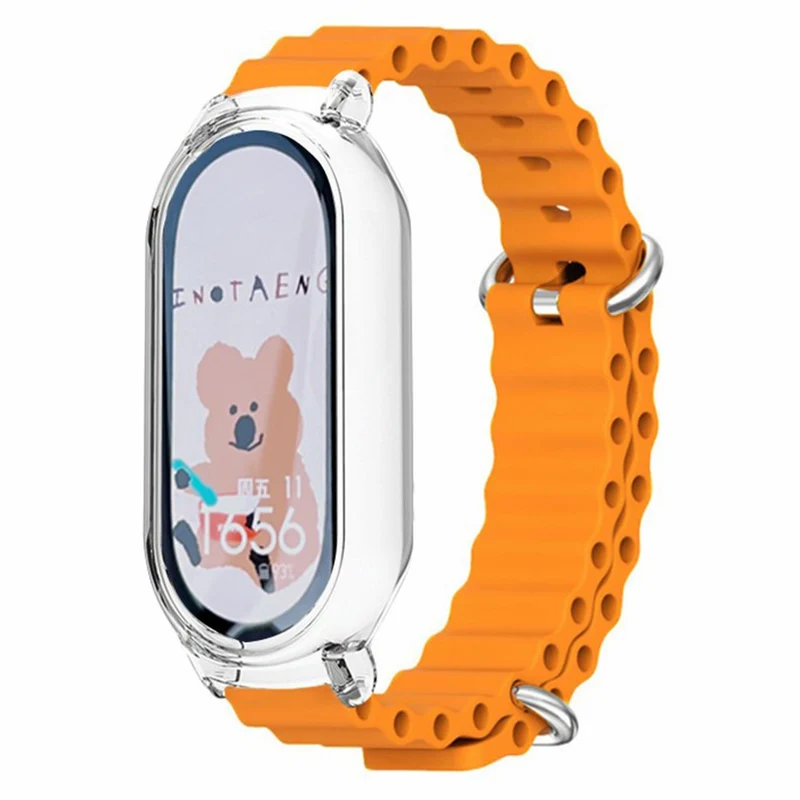 Xiaomi Mi Band 7 ocean style silicone strap - White / Transparent Case