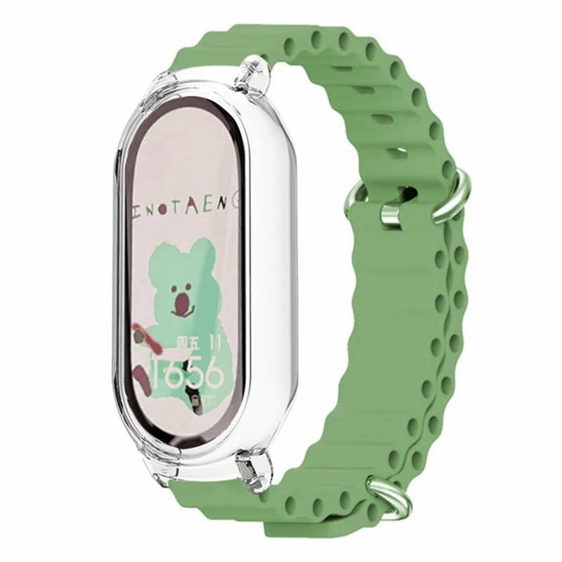 Xiaomi Mi Band 7 ocean style silicone strap - White / Transparent Case