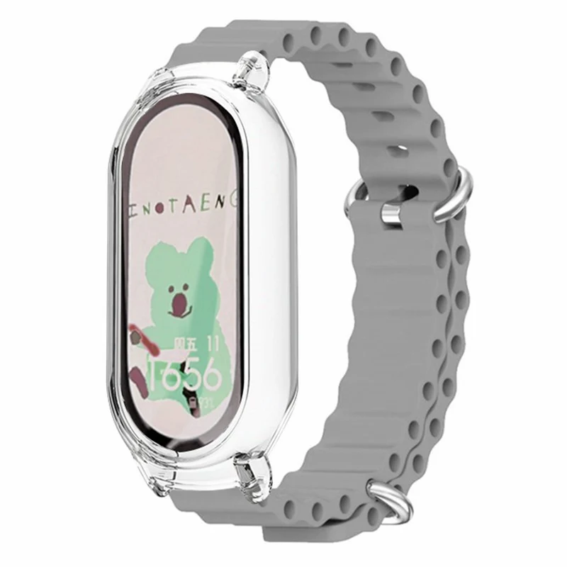Xiaomi Mi Band 7 ocean style silicone strap - White / Transparent Case