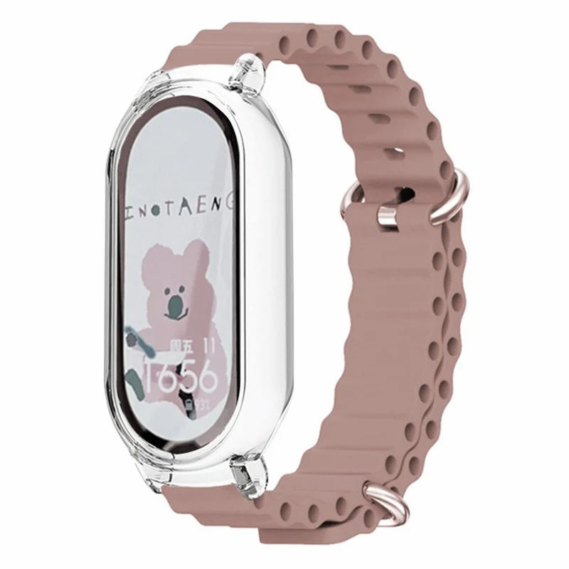 Xiaomi Mi Band 7 ocean style silicone strap - White / Transparent Case
