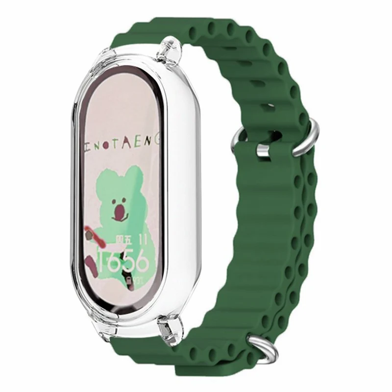 Xiaomi Mi Band 7 ocean style silicone strap - White / Transparent Case