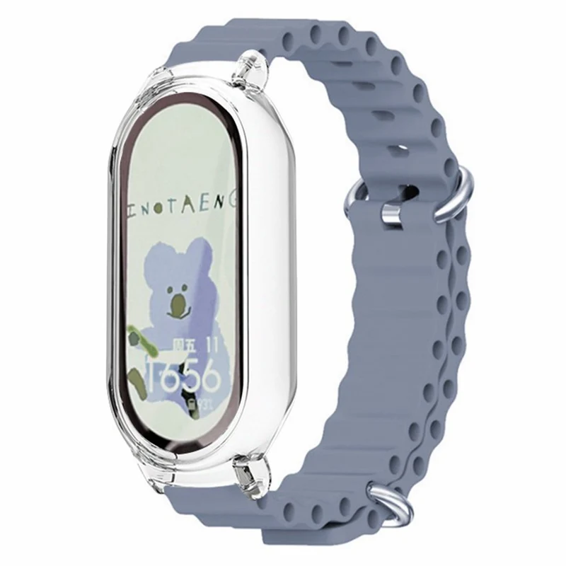 Xiaomi Mi Band 7 ocean style silicone strap - White / Transparent Case