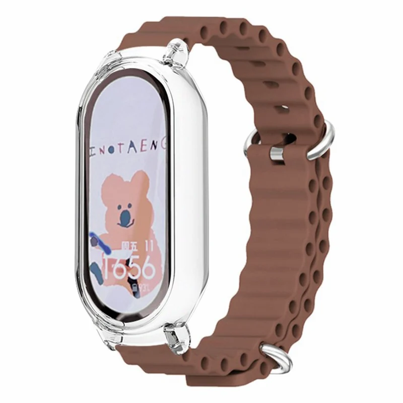 Xiaomi Mi Band 7 ocean style silicone strap - White / Transparent Case