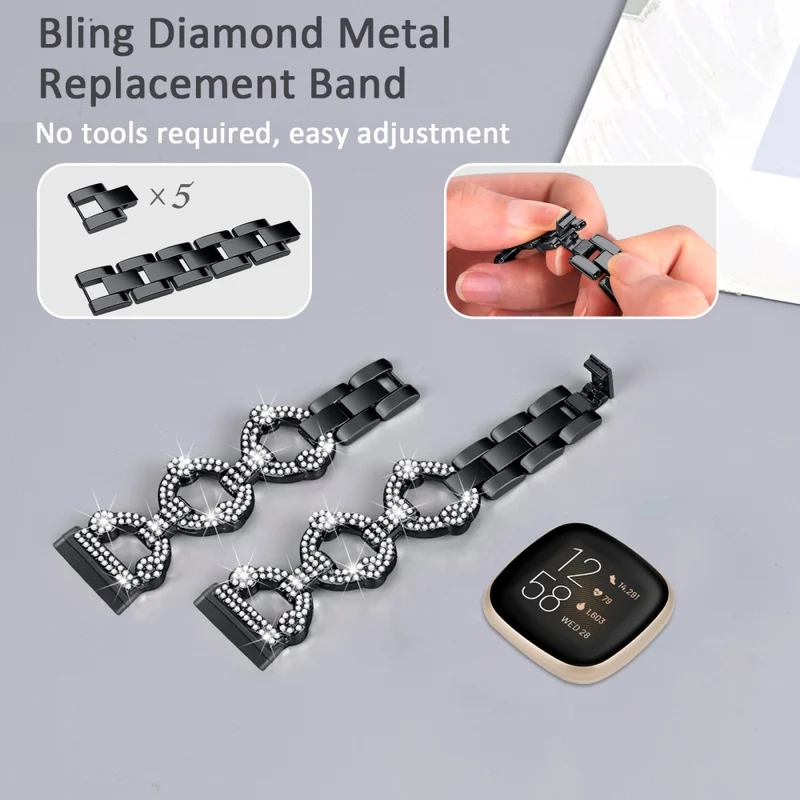 Rhinestone stainless steel strap for Fitbit Sense 2 / Versa 4