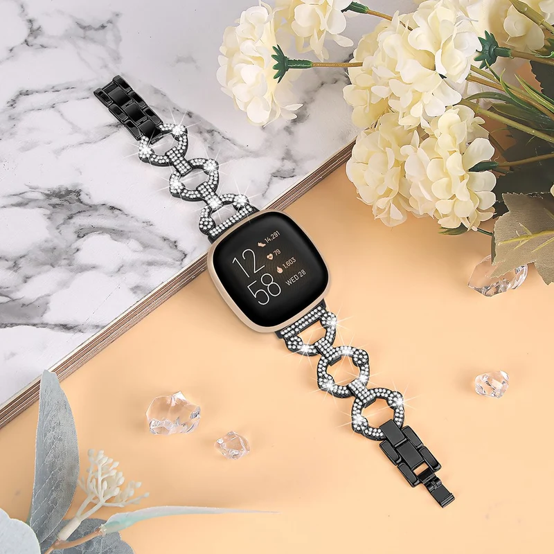 Rhinestone stainless steel strap for Fitbit Sense 2 / Versa 4