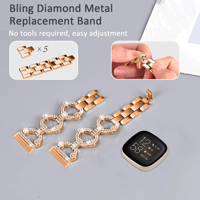 Rhinestone stainless steel strap for Fitbit Sense 2 / Versa 4