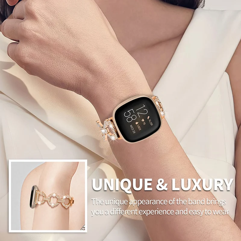 Rhinestone stainless steel strap for Fitbit Sense 2 / Versa 4