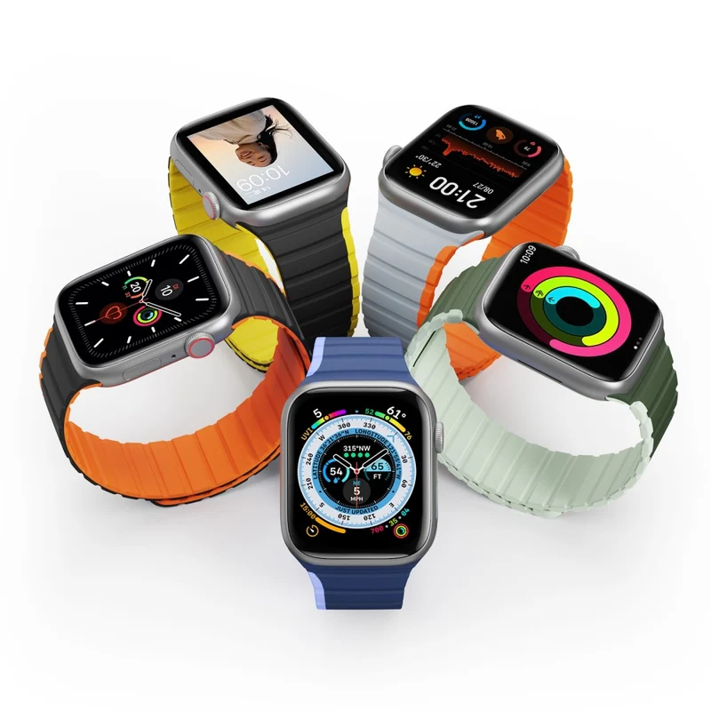DUX DUCIS Apple Watch Series 8 (41mm) dual color silicone strap - Black / Orange