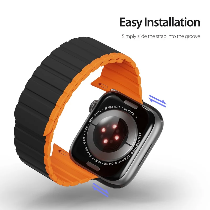 DUX DUCIS Apple Watch Series 8 (41mm) dual color silicone strap - Black / Orange
