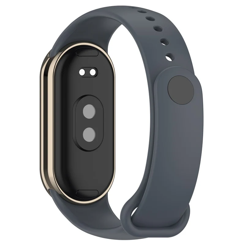 Silicone strap with metal connector for Xiaomi Smart Band 8 - Platinum Steel Grey