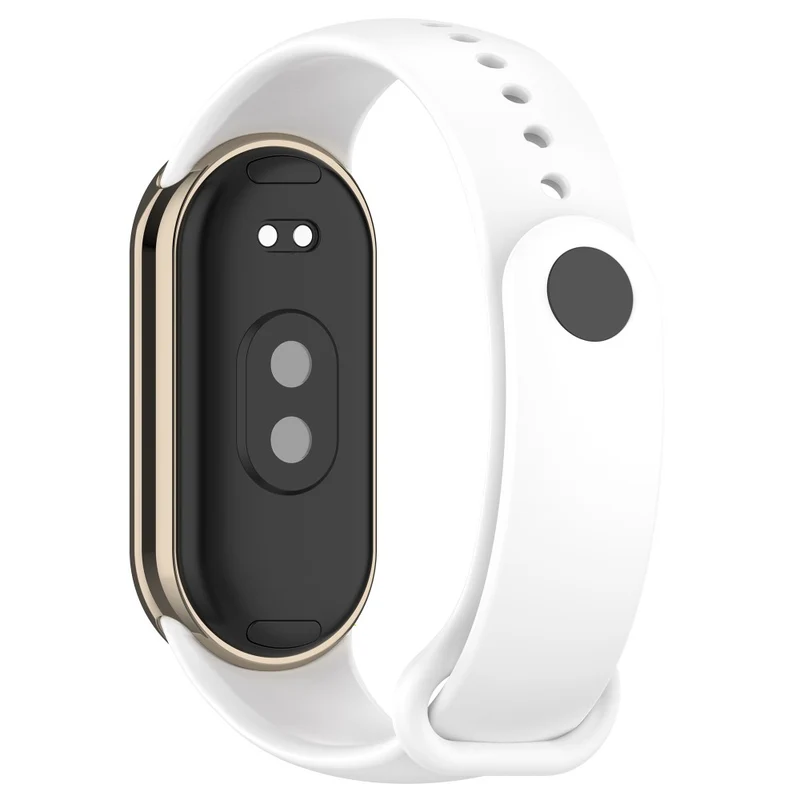 Silicone strap with metal connector for Xiaomi Smart Band 8 - Platinum Steel Grey