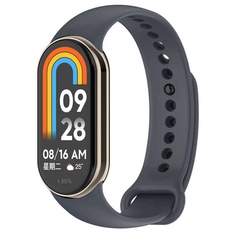 Silicone strap with metal connector for Xiaomi Smart Band 8 - Platinum Steel Grey