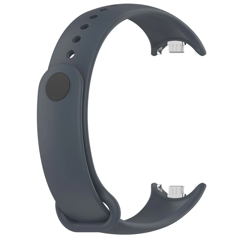 Silicone strap with metal connector for Xiaomi Smart Band 8 - Platinum Steel Grey