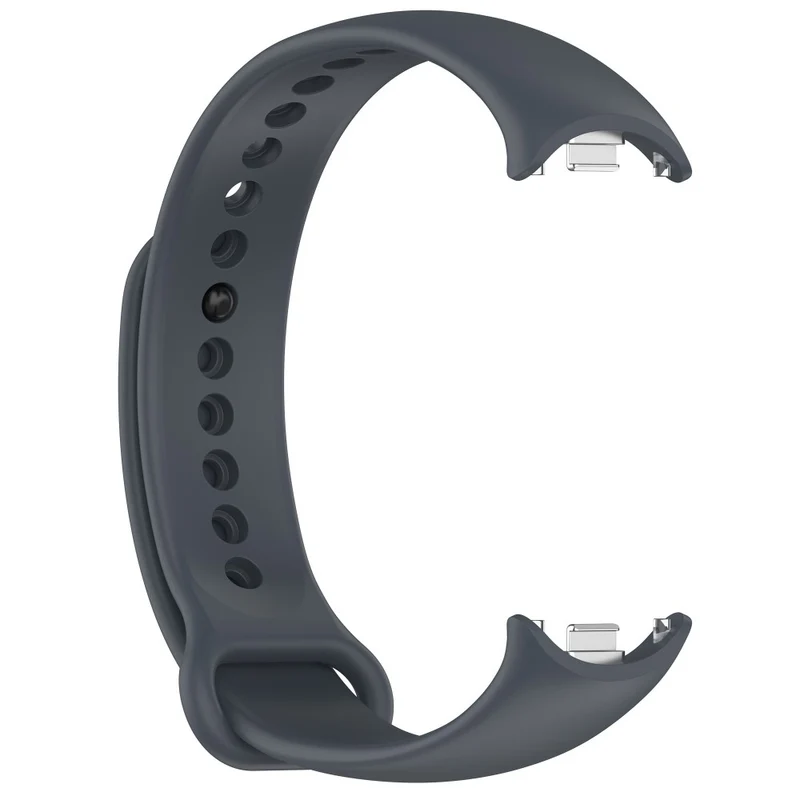 Silicone strap with metal connector for Xiaomi Smart Band 8 - Platinum Steel Grey
