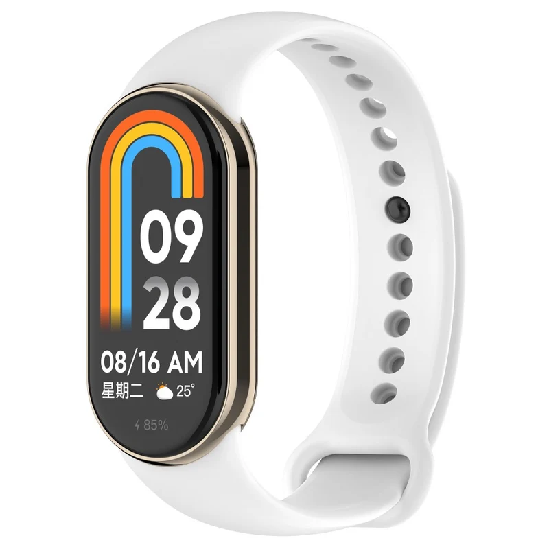 Silicone strap with metal connector for Xiaomi Smart Band 8 - Platinum Steel Grey