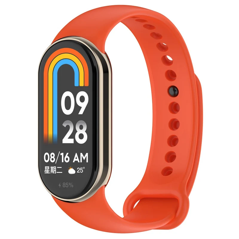 Silicone strap with metal connector for Xiaomi Smart Band 8 - Platinum Steel Grey