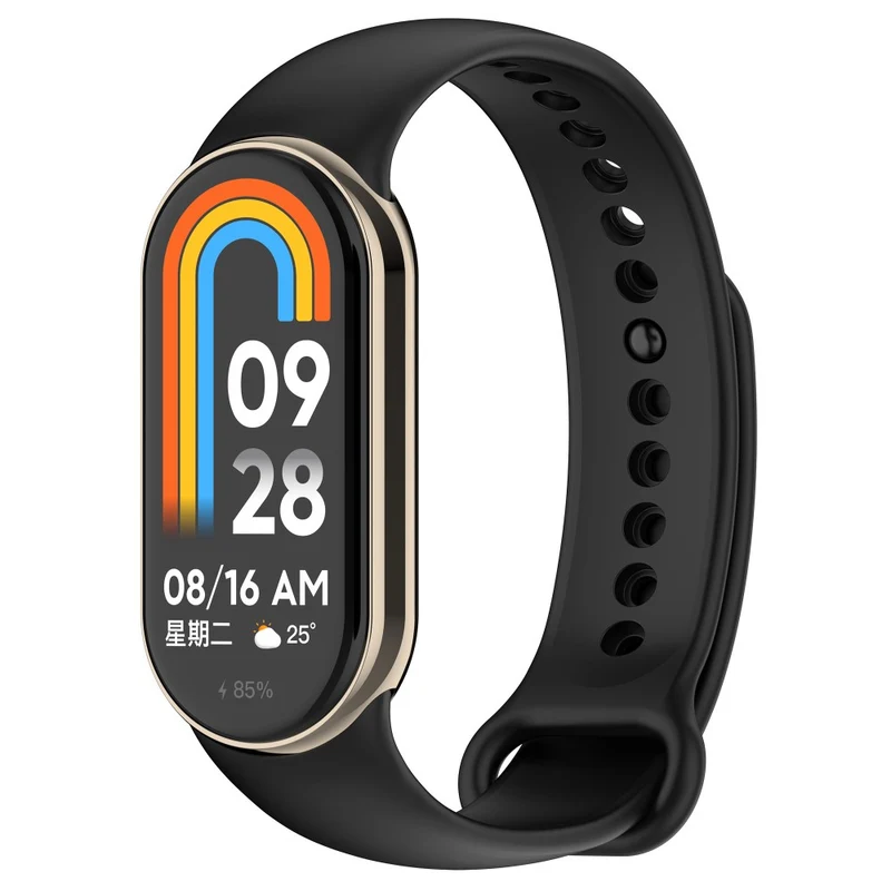 Silicone strap with metal connector for Xiaomi Smart Band 8 - Platinum Steel Grey