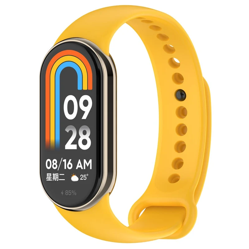 Silicone strap with metal connector for Xiaomi Smart Band 8 - Platinum Steel Grey