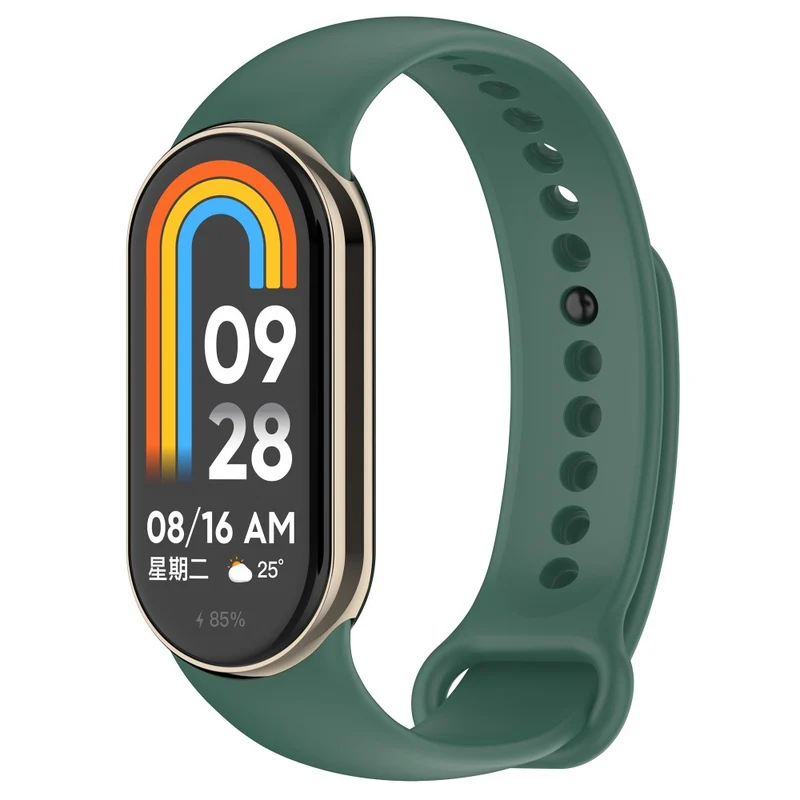 Silicone strap with metal connector for Xiaomi Smart Band 8 - Platinum Steel Grey