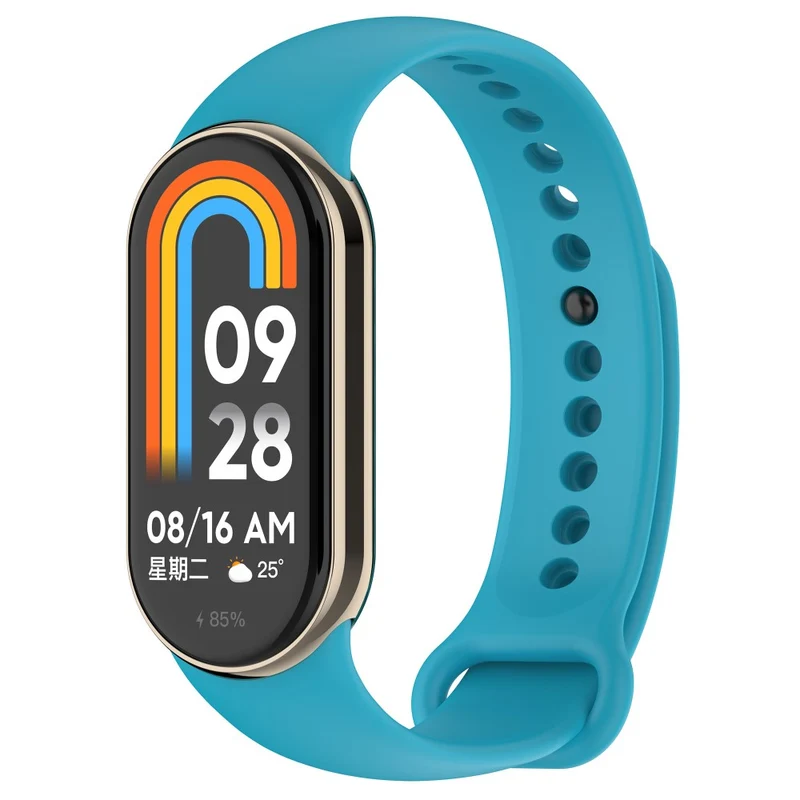 Silicone strap with metal connector for Xiaomi Smart Band 8 - Platinum Steel Grey