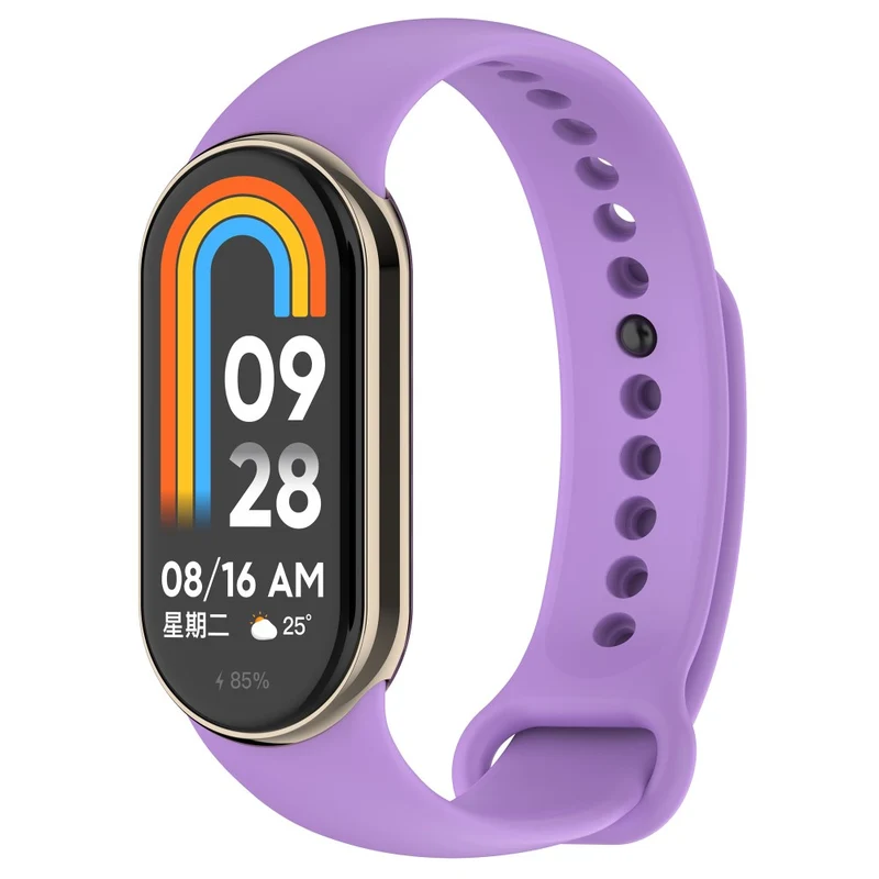 Silicone strap with metal connector for Xiaomi Smart Band 8 - Platinum Steel Grey