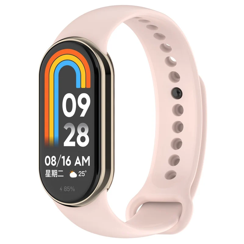 Silicone strap with metal connector for Xiaomi Smart Band 8 - Platinum Steel Grey