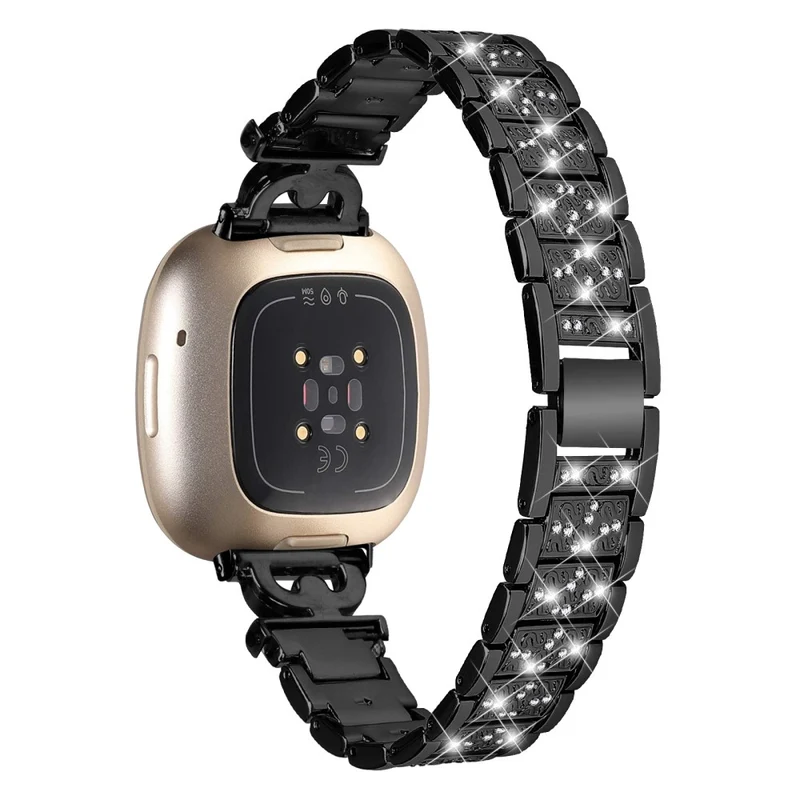 Fitbit Sense 2 / Versa 4 rhinestone stainless steel strap - Rose Gold