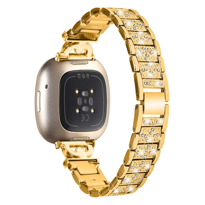 Fitbit Sense 2 / Versa 4 rhinestone stainless steel strap - Rose Gold