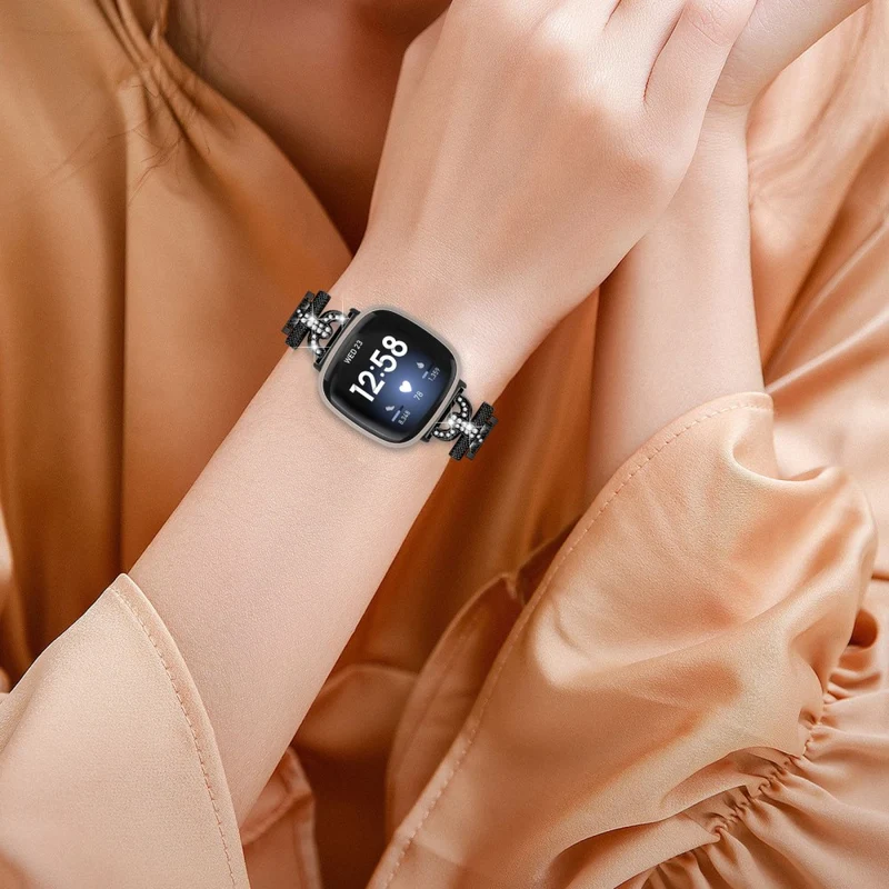 Fitbit Sense 2 / Versa 4 rhinestone stainless steel strap - Rose Gold