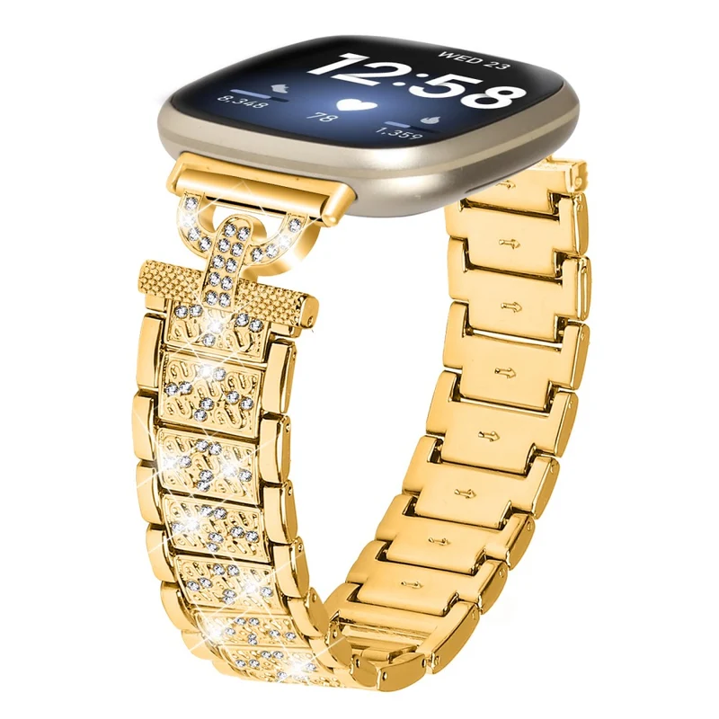 Fitbit Sense 2 / Versa 4 rhinestone stainless steel strap - Rose Gold