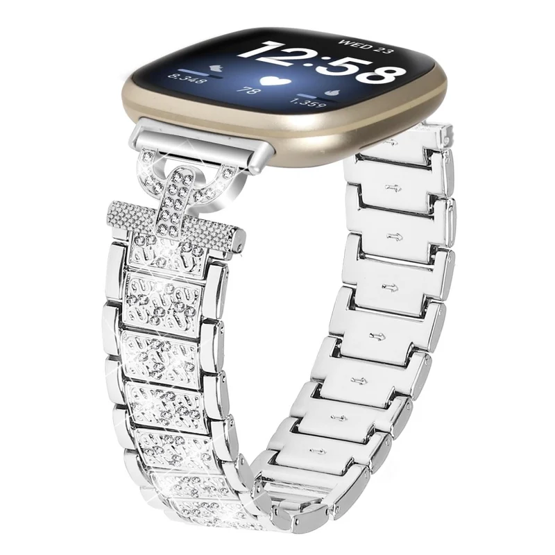 Fitbit Sense 2 / Versa 4 rhinestone stainless steel strap - Rose Gold