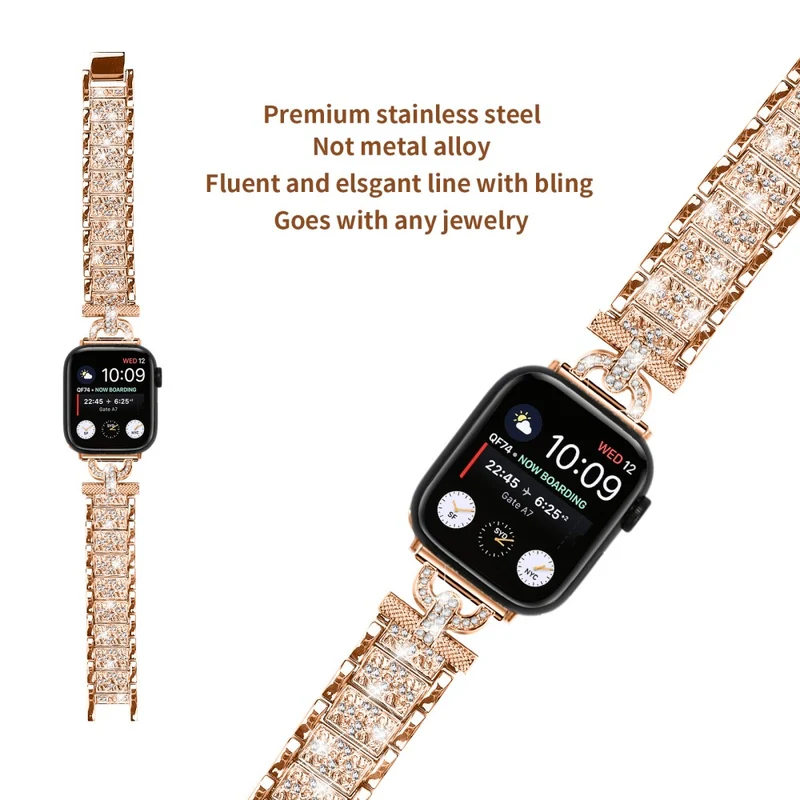 Apple Watch Series 8 (45mm) / Watch Ultra rhinestone décor stainless steel strap