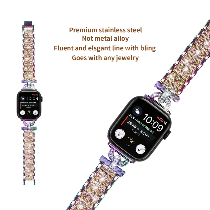 Apple Watch Series 8 (45mm) / Watch Ultra rhinestone décor stainless steel strap