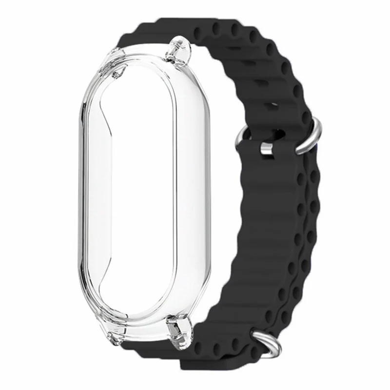 Xiaomi Smart Band 8 ocean style silicone strap - Orange / Transparent Case