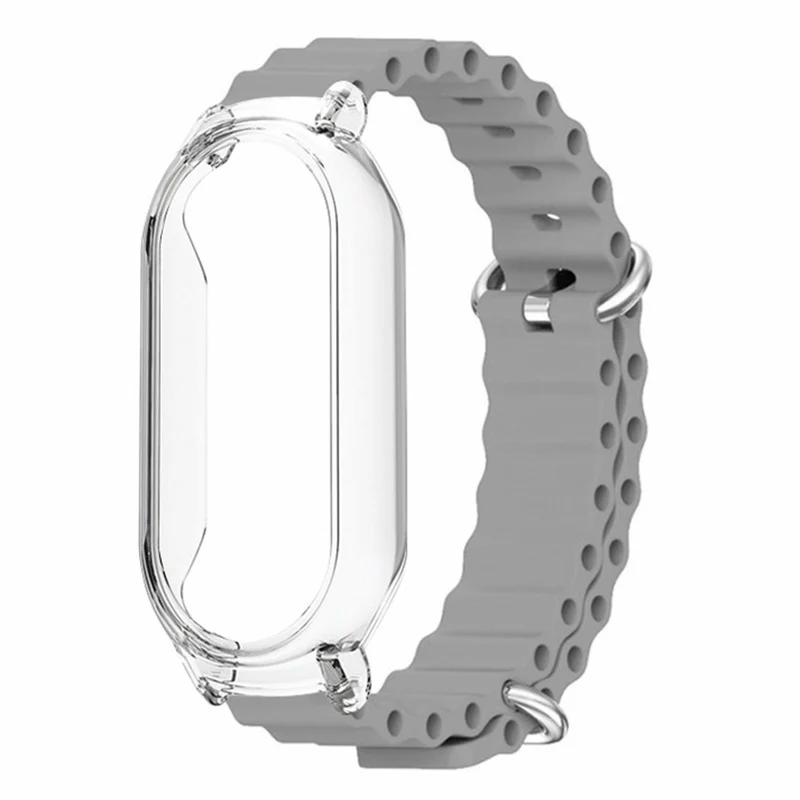 Xiaomi Smart Band 8 ocean style silicone strap - Orange / Transparent Case