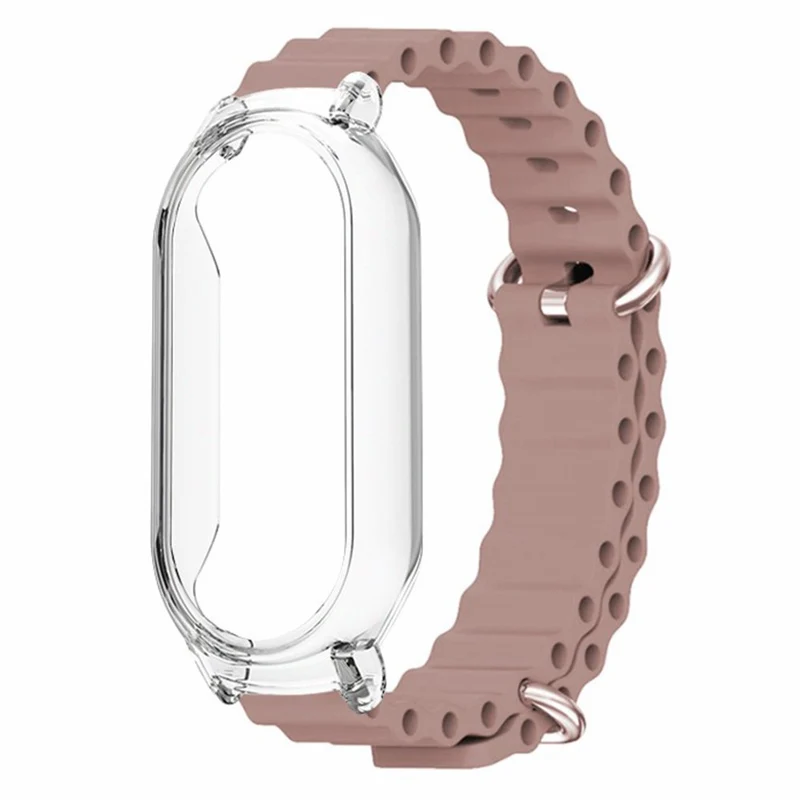 Xiaomi Smart Band 8 ocean style silicone strap - Orange / Transparent Case