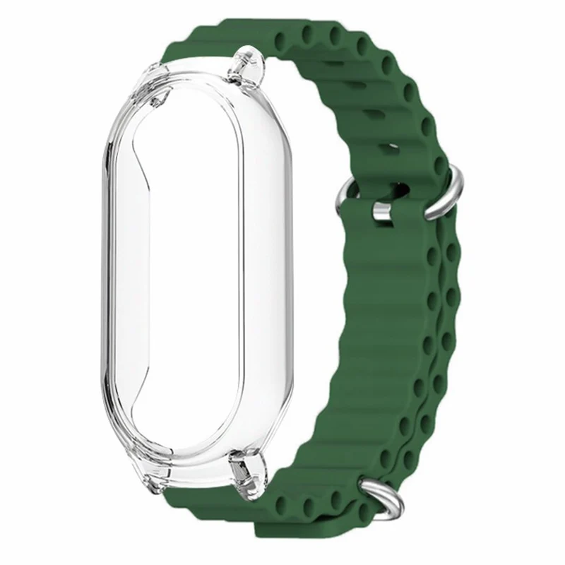 Xiaomi Smart Band 8 ocean style silicone strap - Orange / Transparent Case