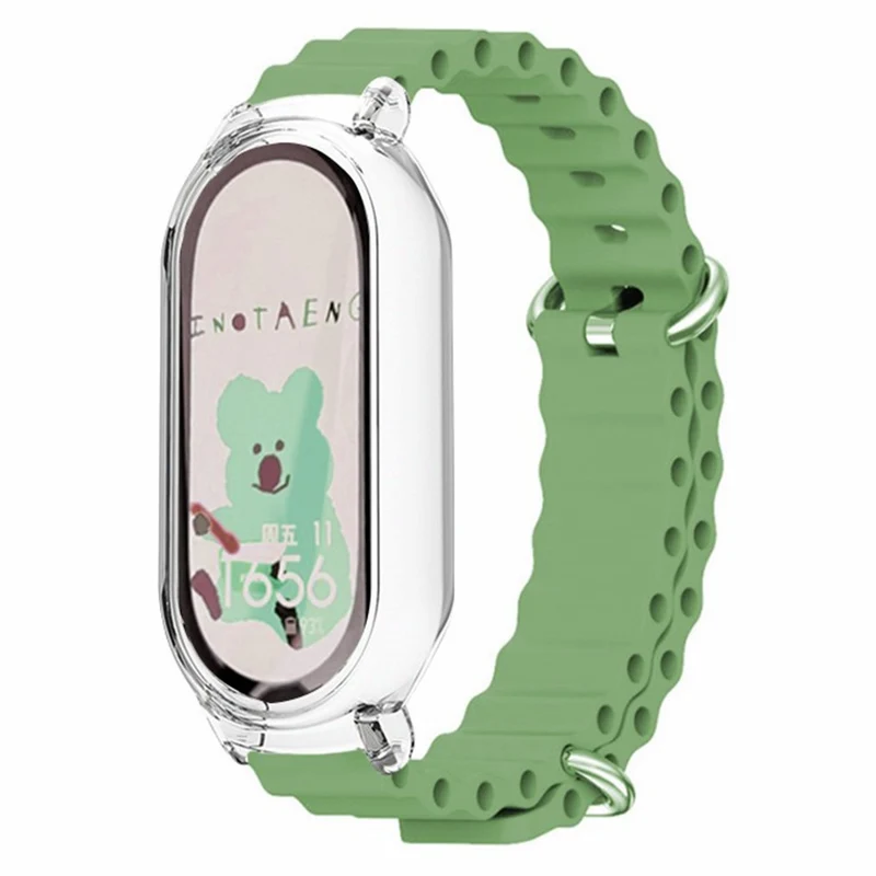 Xiaomi Smart Band 8 ocean style silicone strap - Orange / Transparent Case