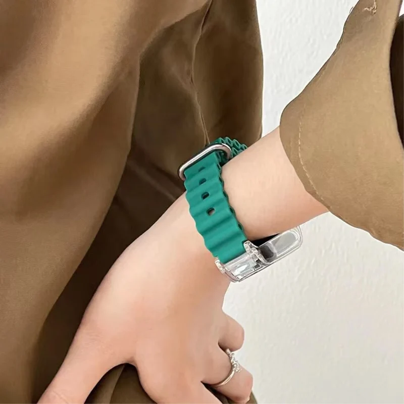 Xiaomi Smart Band 8 ocean style silicone strap - Orange / Transparent Case