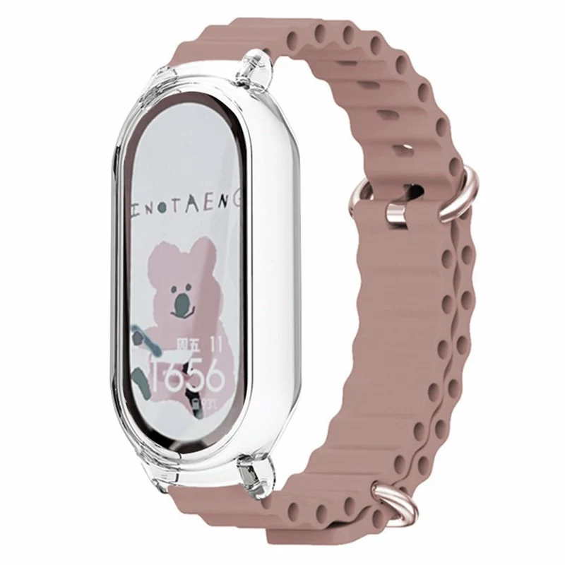Xiaomi Smart Band 8 ocean style silicone strap - Orange / Transparent Case