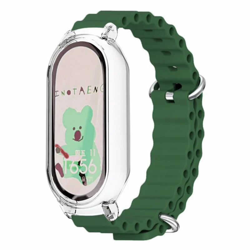 Xiaomi Smart Band 8 ocean style silicone strap - Orange / Transparent Case