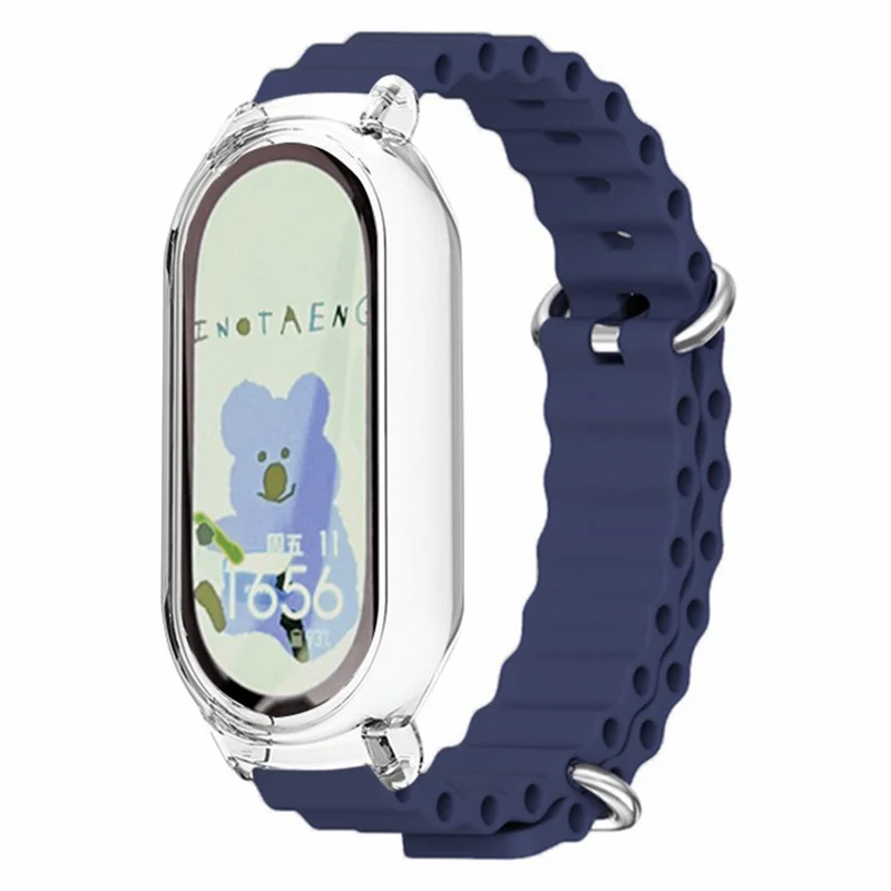 Xiaomi Smart Band 8 ocean style silicone strap - Orange / Transparent Case