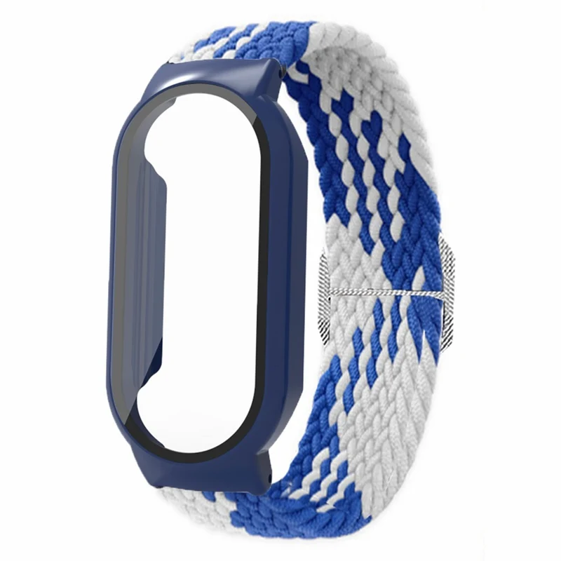 Xiaomi Smart Band 8 elastic nylon strap with cover and screen protector - Rainbow / Black Case