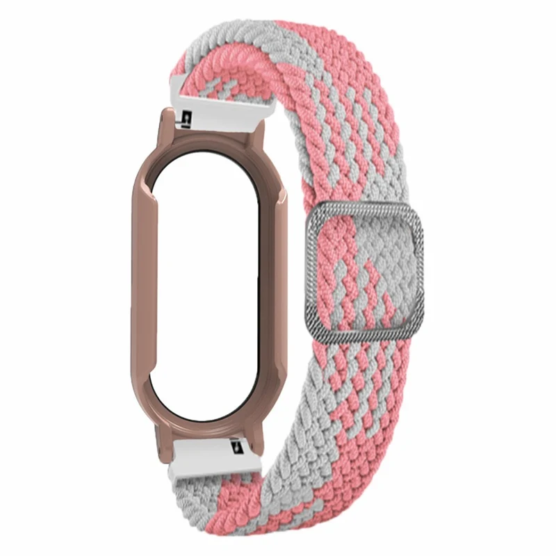 Xiaomi Smart Band 8 elastic nylon strap with cover and screen protector - Rainbow / Black Case