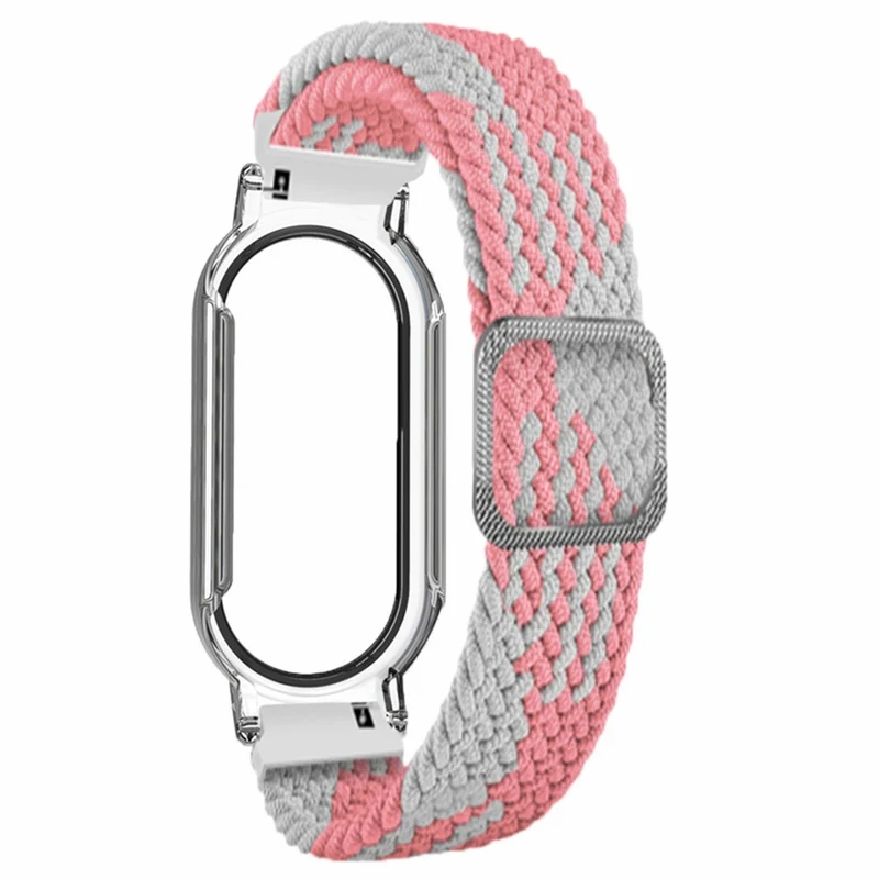 Xiaomi Smart Band 8 elastic nylon strap with cover and screen protector - Rainbow / Black Case