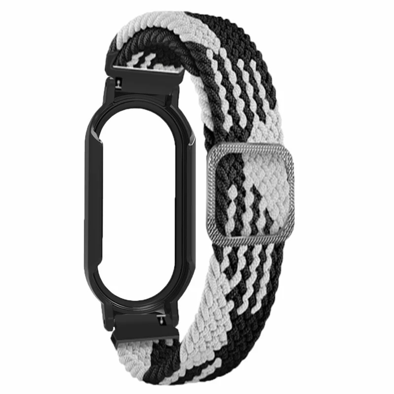 Xiaomi Smart Band 8 elastic nylon strap with cover and screen protector - Rainbow / Black Case