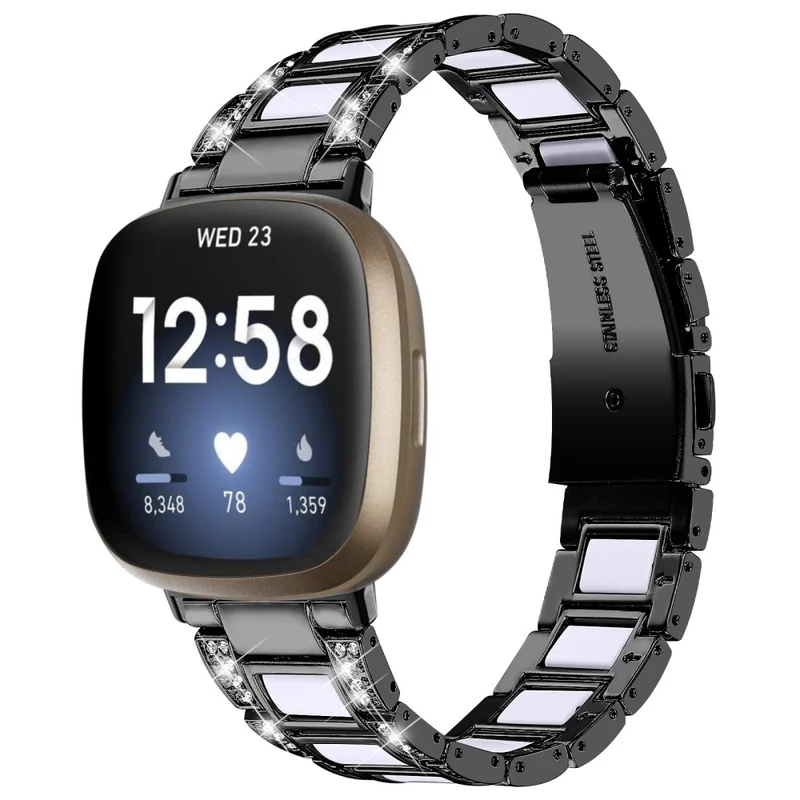 Fitbit Sense 2 / Versa 4 resin adorned stainless steel strap