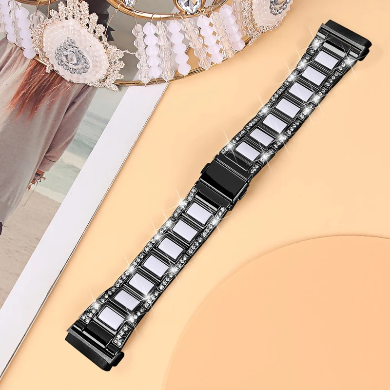 Fitbit Sense 2 / Versa 4 resin adorned stainless steel strap