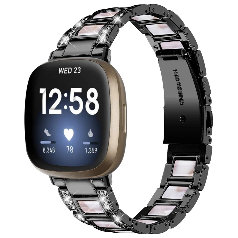 Fitbit Sense 2 / Versa 4 resin adorned stainless steel strap
